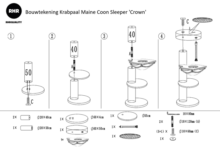 Krabpaal Maine Coon Sleeper Crown (Lichtgrijs)