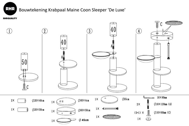 Krabpaal Maine Coon Sleeper de Luxe (Lichtgrijs)
