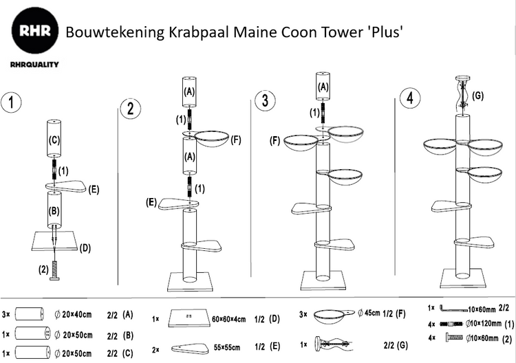 Krabpaal Maine Coon Tower Blackline Plus (Donkergrijs)