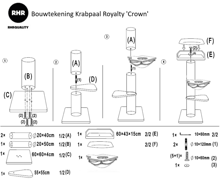 Krabpaal Royalty Blackline Crown (Donkergrijs)