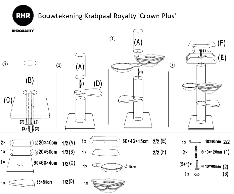 Krabpaal Royalty Blackline Crown Plus (Lichtgrijs)